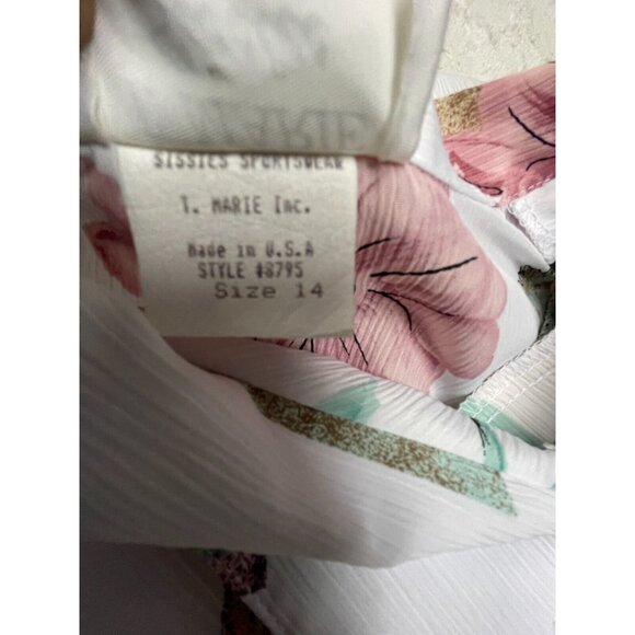 Vintage T. Marie Sissies Women Floral Print Shirt Blouse Top Size 14 Long Sleeve - Picture 4 of 9